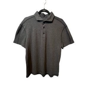 Lululemon Mens Polo Shirt Gray Heathered Short Sleeve Casual Athletic Top Size L